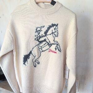 Brixton Cream Ranching Club Sweater with Cowboy And Horse Design